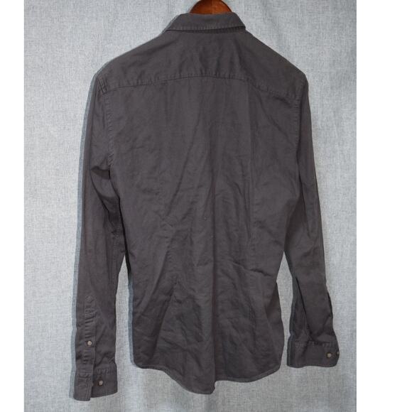 Hugo Boss Men’s Slim Fit Button-Down Shirt Charcoal Gray Cotton Size Medium - Picture 3 of 3